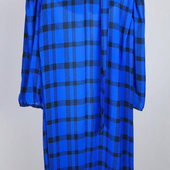 Vintage 80s Blue Black Plaid Dress 2X Plus Size - Picture 13 of 14